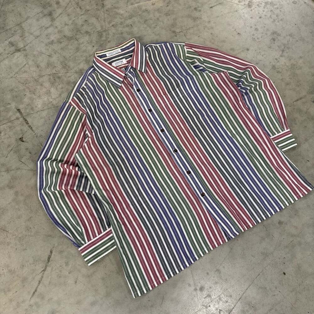 Vintage Arrow Sport Long Sleeve Striped Shirt Size XL Multi Color